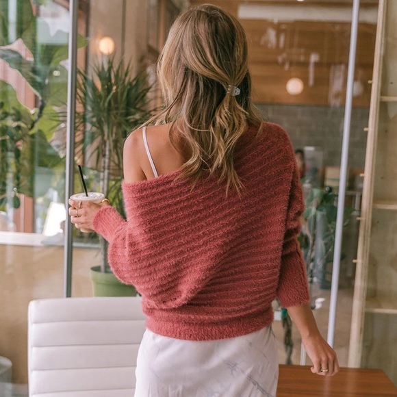 NWT! - LoveStitch | Blissful Fuzzy Ribbed Boatneck - Picture 5 of 10